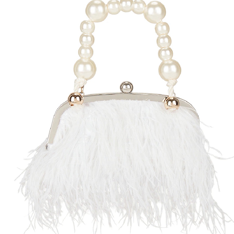White Feather And Faux Pearl Handle Roaring 20's Bag By 8 Other Reasons
